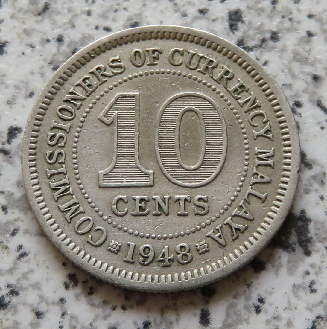  Malaya 10 Cents 1948   