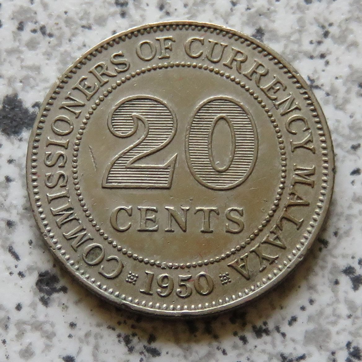  Malaya 20 Cents 1950   