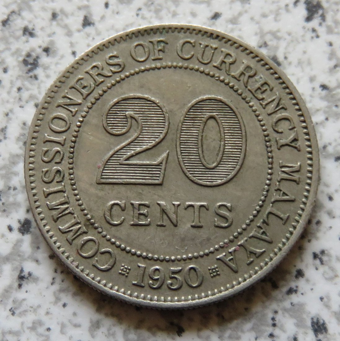  Malaya 20 Cents 1950   