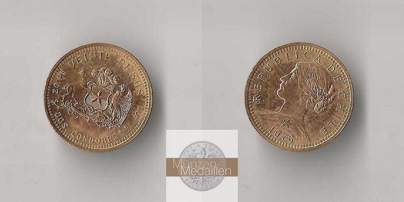 Chile MM-Frankfurt Feingold: 3,66g 20 Pesos 1976 