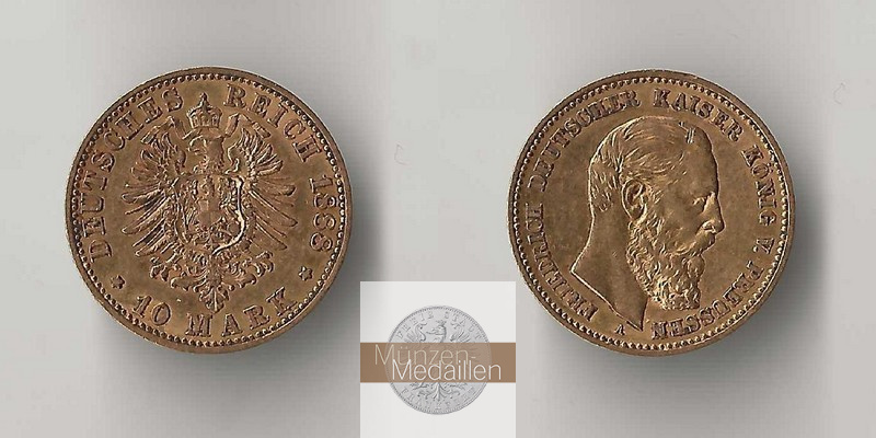 Preussen, Kaiserreich  10 Mark MM-Frankfurt Feingold: 3,58g Friedrich III. 1888 A 