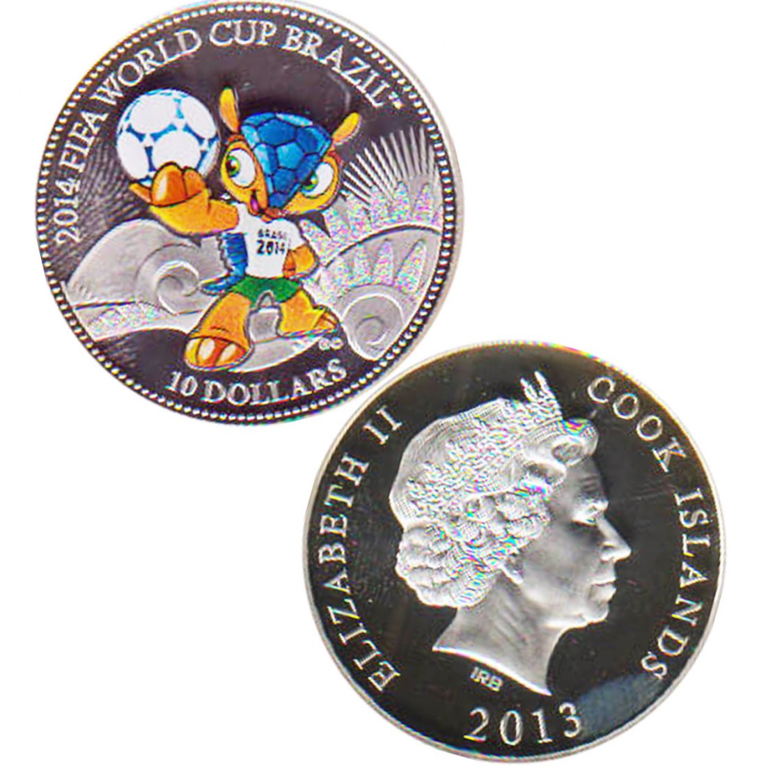  Cook Island 10$ Silberm *XX. Fußball-WM 2014 in Brasilien* 2013 *PP* Farbe max 10.000St!   