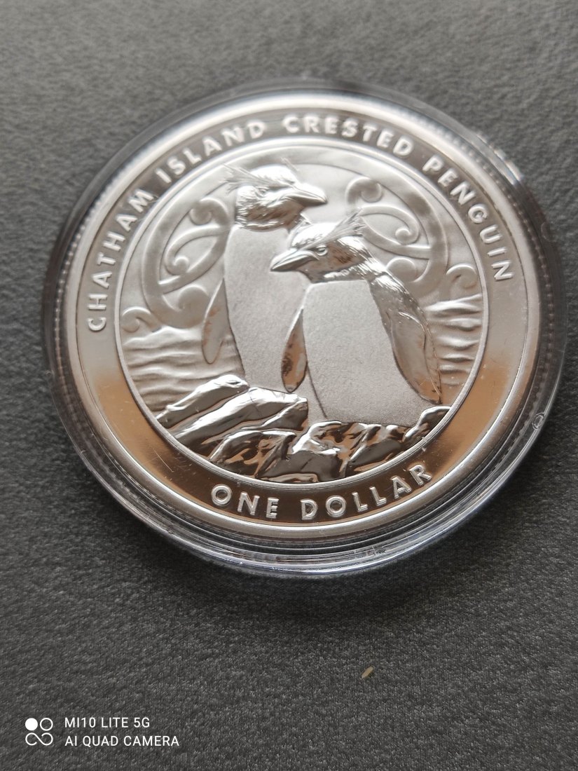  Neuseeland New Zealand 1 Oz Silber 1 Dollar 2020 Crested Penguins of Chatam Island   