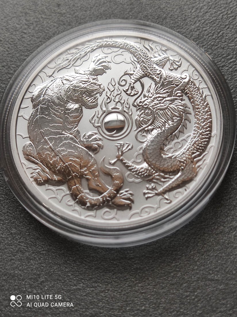 Australien 1 Oz Silber 1 Dollar 2018 Dragon and Tiger Drache und Tiger   
