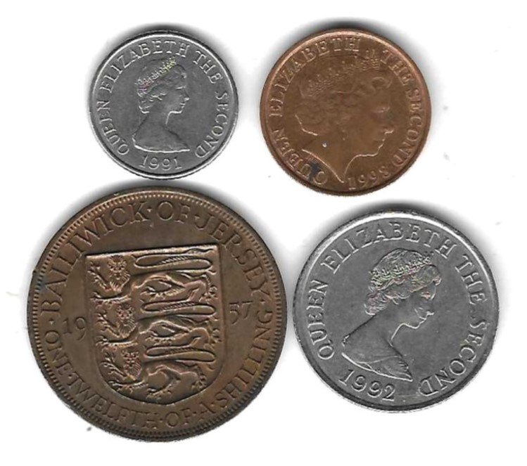  Jersey kleines Lot mit 4 Münzen, SS, Einzelaufstellung und Scan siehe unten   