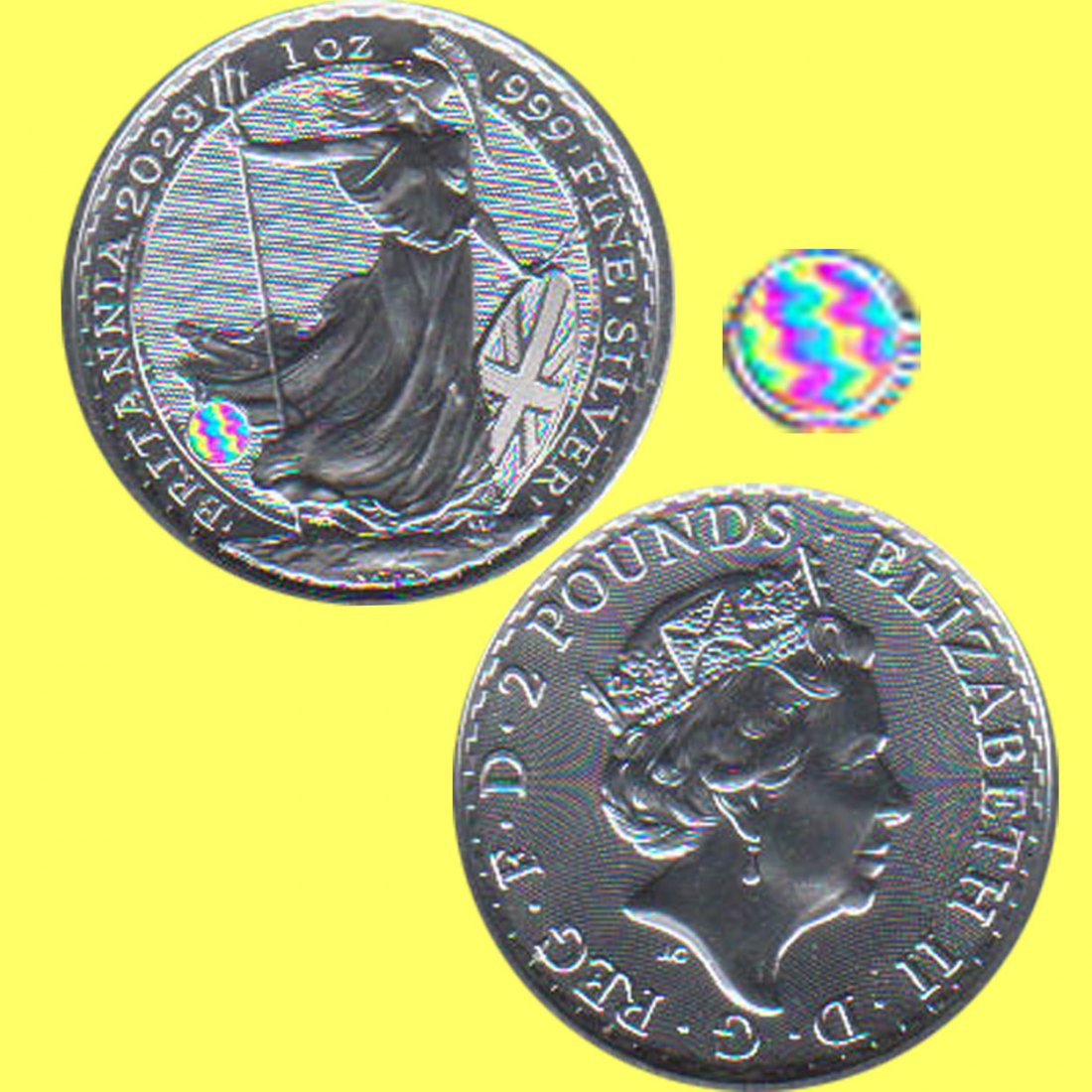  Großbritannien 2 Pfund *Britannia* mit Privy Mark *Dreizack* 2023 1oz Silber   