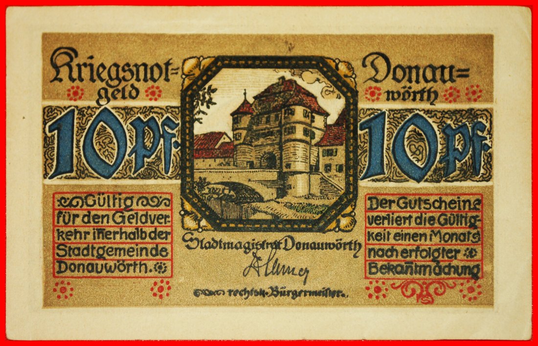 * BAVARIA: GERMANY DONAUWOERTH ★ 10 PFENNIGS (1918)! CRISP! TO BE PUBLISHED! LOW START ★ NO RESERVE!