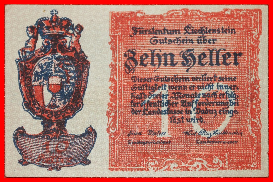  * VADUZ: LIECHTENSTEIN ★ 10 HELLER (1920) CRISP! UNCOMMON! ★LOW START★NO RESERVE!   