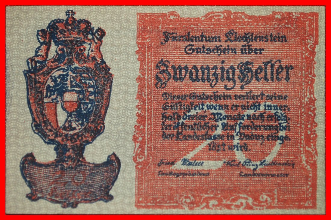  * VADUZ CASTLE: LIECHTENSTEIN ★ 20 HELLER (1920) UNC CRISP! UNCOMMON! ★LOW START★NO RESERVE!   