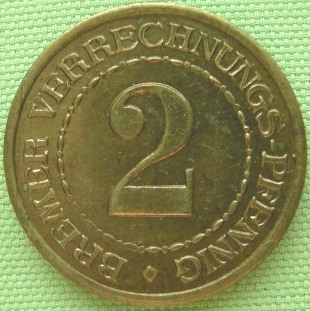  Bremen 2 Verrechnungspfennig 1924, Jäger N 40   