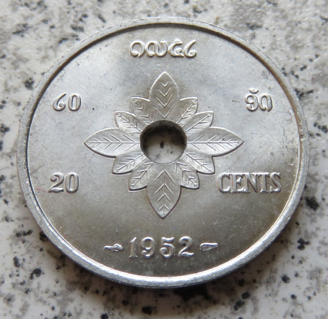  Laos 20 Cents 1952   