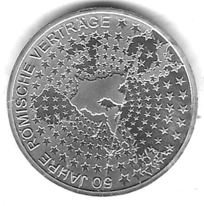 BRD 10 Euro 2007 F, 50 Jahre Römische Verträge, Silber 18 gr. 0,925, BU, siehe Scan unten   