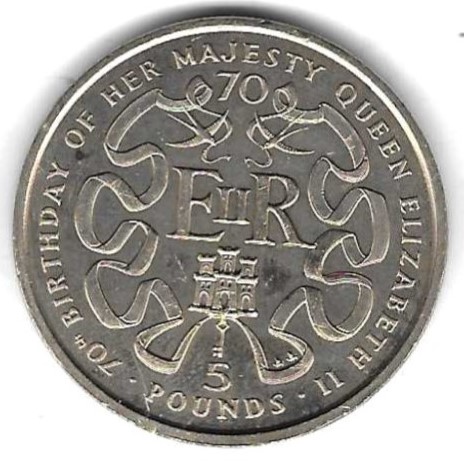  Gibraltar 5 Pfund 1996, Virenium, feine Flecken, siehe Scan unten   
