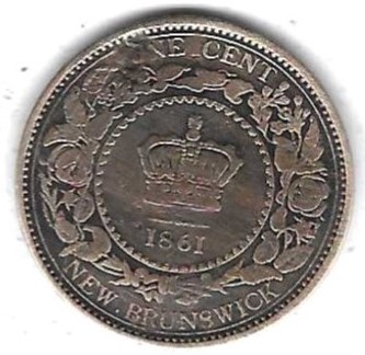  Kanada 1 Cent 1861, New Brunswick, kein optimaler Erhalt, siehe Scan unten   