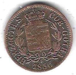  Sachsen-Coburg-Gotha 2 Pfennige 1856, Cu, ordentlicher Zustand, siehe Scan unten   