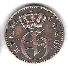  Mecklenburg-Strelitz 3 Pfennige 1859, Cu, guter Zustand, siehe Scan unten   