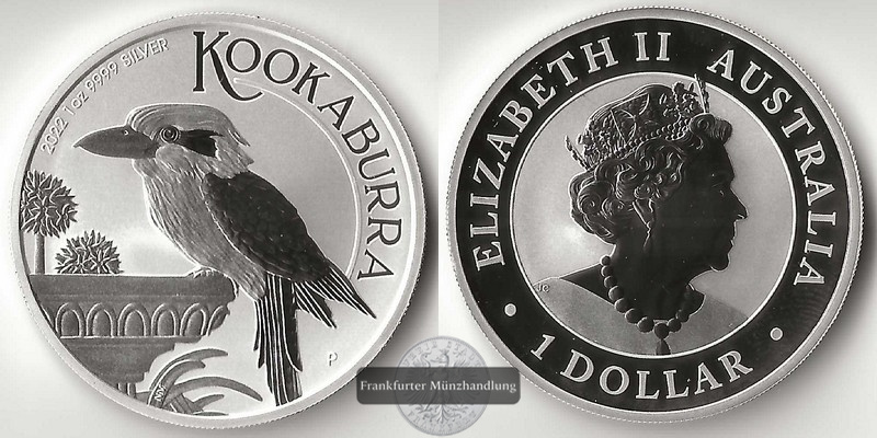  Australien,  1 Dollar  2022  Kookaburra FM-Frankfurt  Feinsilber: 31,1g   