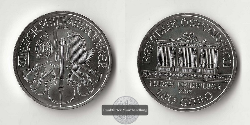  Österreich 1,5 Euro 2015  Wiener Philharmoniker  FM-Frankfurt Feinsilber: 31,1g   