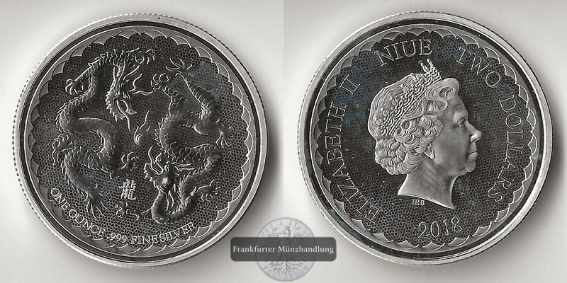  Niue  2 Dollar  2018 Two Dragons   FM-Frankfurt   Feinsilber: 31,1g   