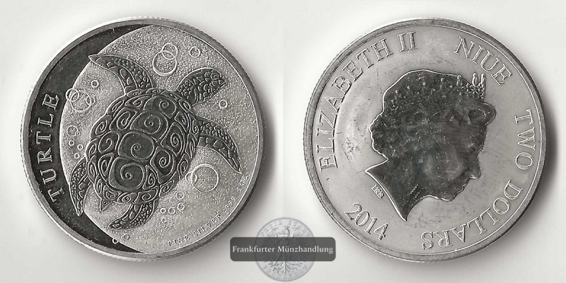  Niue  2 Dollar  2014 Turtle   FM-Frankfurt   Feinsilber: 31,1g   