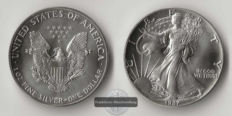 USA  1 Dollar  1987  American Eagle   FM-Frankfurt     Feinsilber: 31,11g   