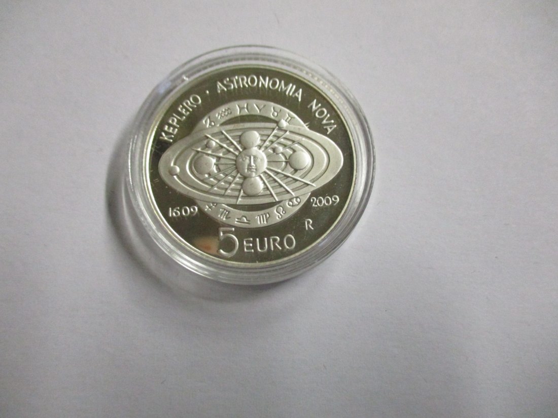  5 Euro San Marino 2009 Keplersche Gesetze Silbermünze mit Zertifikat   