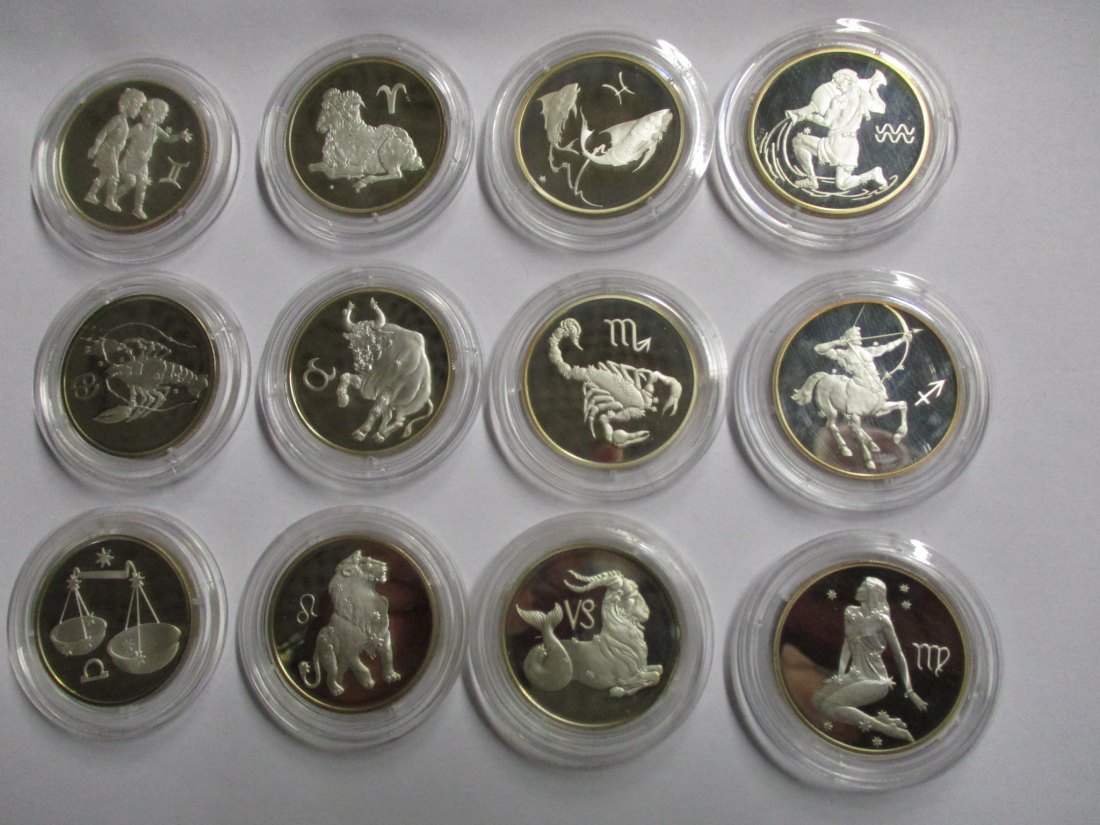  12 x 2 Rubel Russland Tierkreiszeichen und anderes 925er Silber /S2   