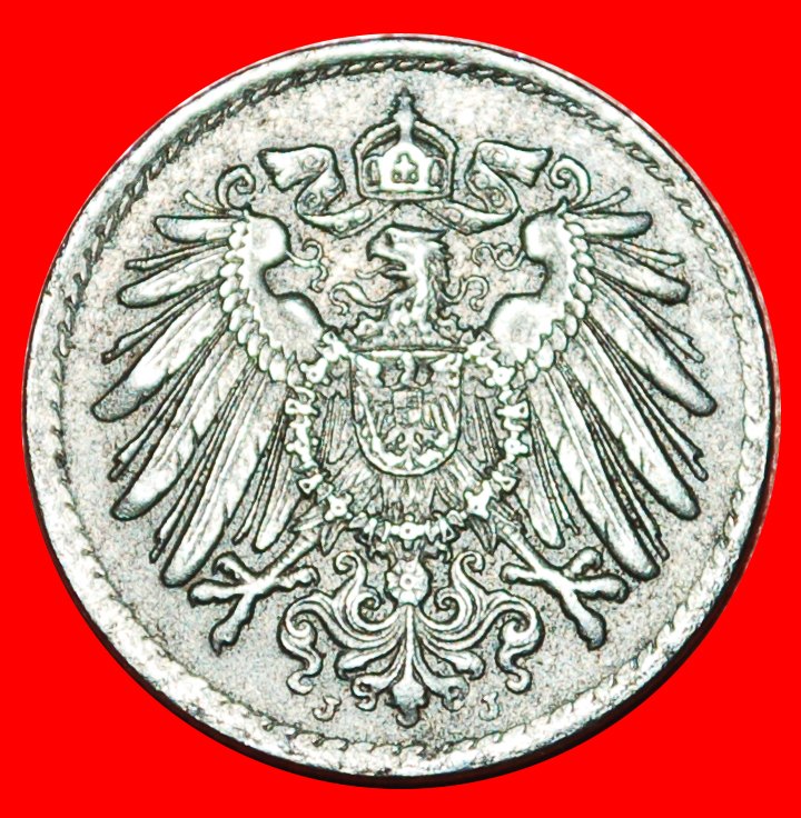  * ERSTER WELTKRIEG (1914-1918): DEUTSCHLAND ★ 5 PFENNIG 1915J SELTEN! WILHELM II. ★OHNE VORBEHALT!   