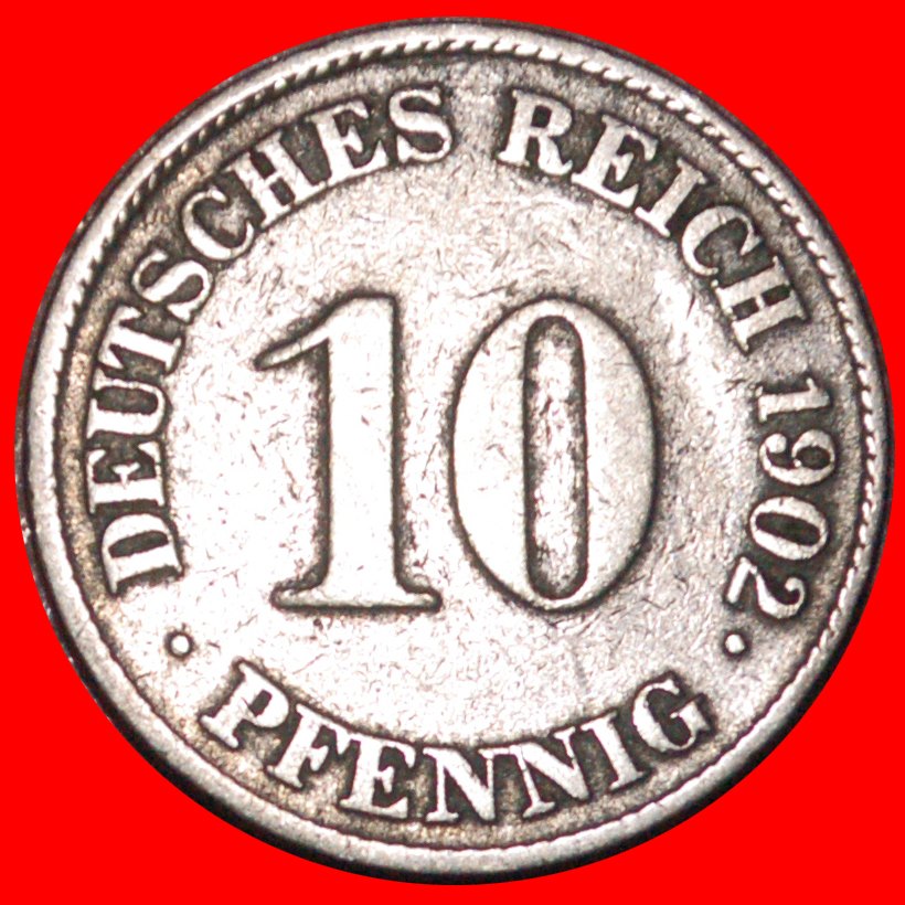 * EAGLE (1890-1916): GERMANY★10 PFENNIGS 1902J UNCOMMON★WILLIAM II 1888-1918★LOW START ★ NO RESERVE!