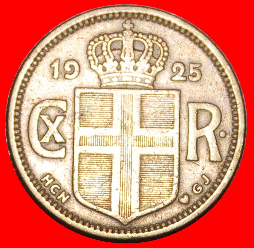  * DENMARK (1925-1940): ICELAND ★ 1 CROWN 1925 RARE!★LOW START ★ NO RESERVE!   