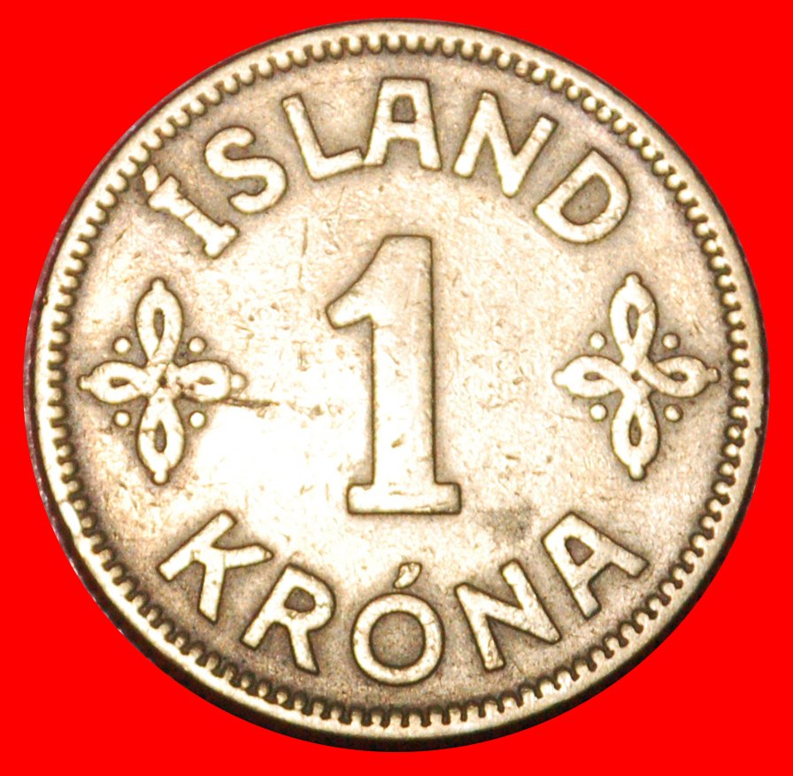  * DENMARK (1925-1940): ICELAND ★ 1 CROWN 1925 RARE!★LOW START ★ NO RESERVE!   