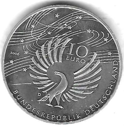  BRD 10 Euro 2006, Mozart, Silber 18 gr. 0,925, BU, siehe Scan unten   