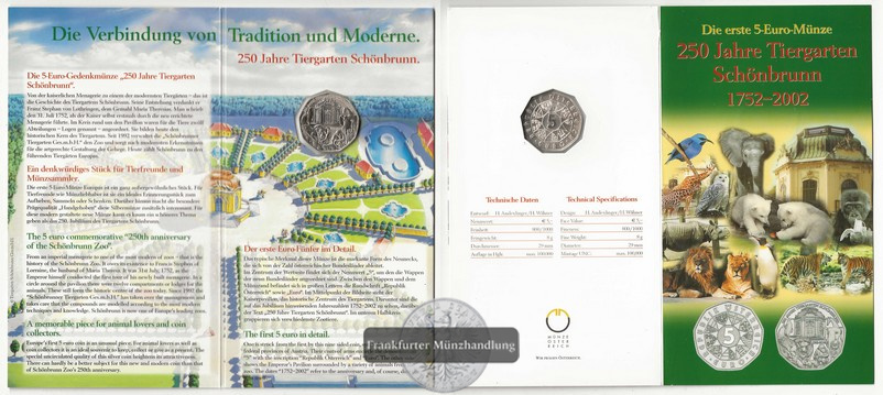  Österreich, 5 Euro  2002 FM-Frankfurt  Feinsilber: 8g   