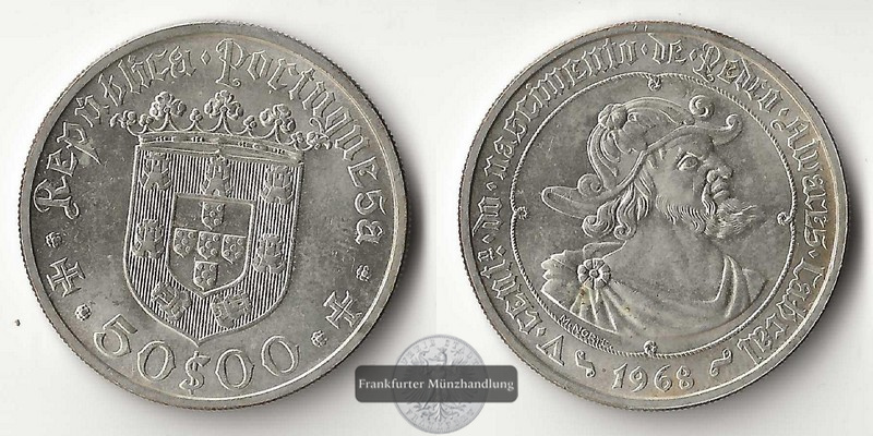  Portugal  50 Escudos  1968  FM-Frankfurt  Feingewicht: 11,7g   