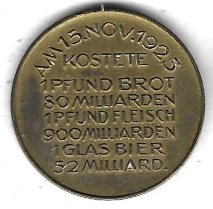  Medaille von Hörnlein über Preise 1923 der Inflation, Stempelglanz, 32 mm, 9,93 gr.,siehe Scan unten   