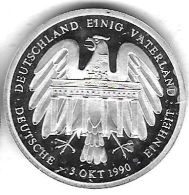  Medaille Deutsche Geschichte, 3.Okt.1990, Silber Feingewicht 8,55 gr., Pol. Platte, siehe Scan unten   