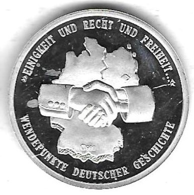  Medaille Deutsche Geschichte, 3.Okt.1990, Silber Feingewicht 8,55 gr., Pol. Platte, siehe Scan unten   