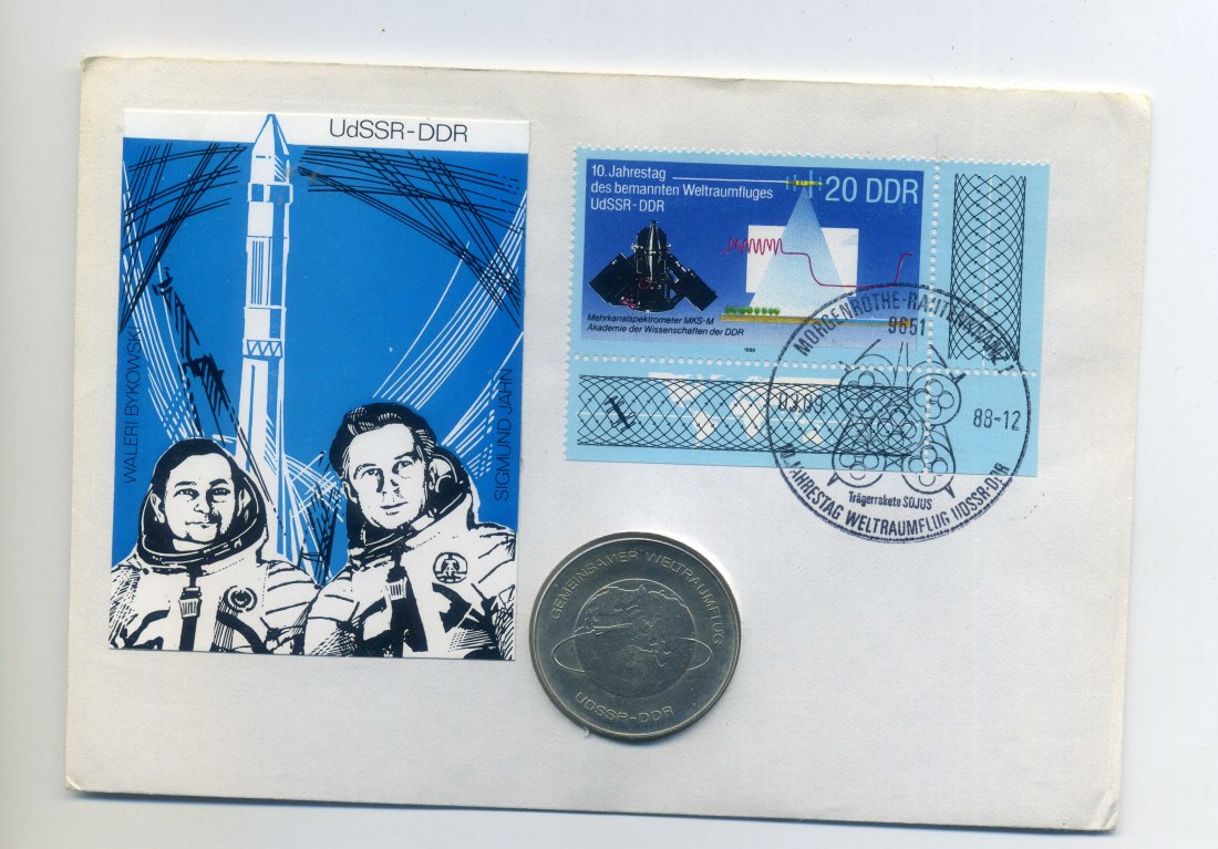  Numisbrief 10 Jahr 1. Gemeinsamer Weltraumflug UDSSR DDR mit 10 Mark DDR 1978 Rarität   