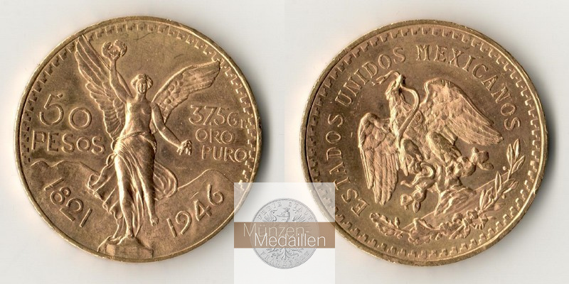 Mexiko MM-Frankfurt Feingold: 37,50g 50 Pesos 1946 