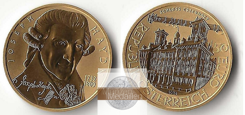 ÖSTERREICH, 2. Republik seit 1946. MM-Frankfurt Feingold: 10g 50 Euro 2004 