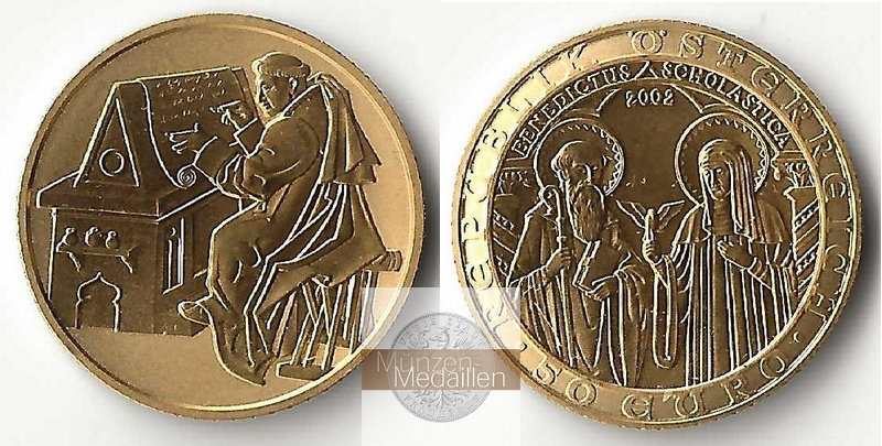 ÖSTERREICH, 2. Republik seit 1946. MM-Frankfurt Feingold: 10g 50 Euro 2002 