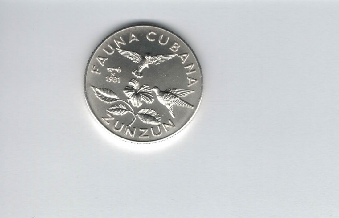  5 Pesos 1981 Fauna Cubana Zunzun 999/12g Silber Kuba Spittalgold9800 (00   