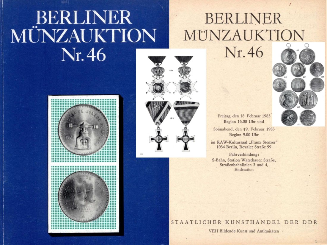  Staatlicher Kunsthandel der DDR / Reihe BERLINER Münzauktion Auktion 46 (1983) Münzen & Medaillen   
