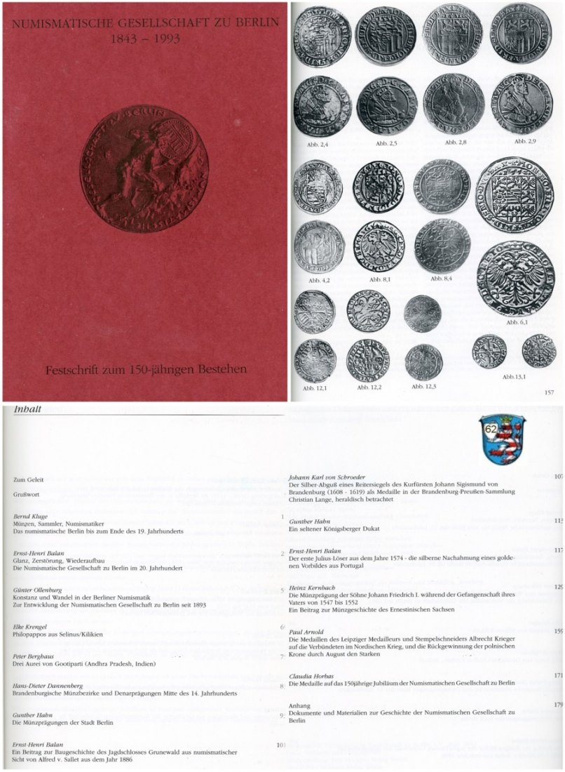  Numismatischen Gesellschaft zu Berlin 1843 - 1993 FESTSCHRIFT zum 150 jährigen Bestehen   