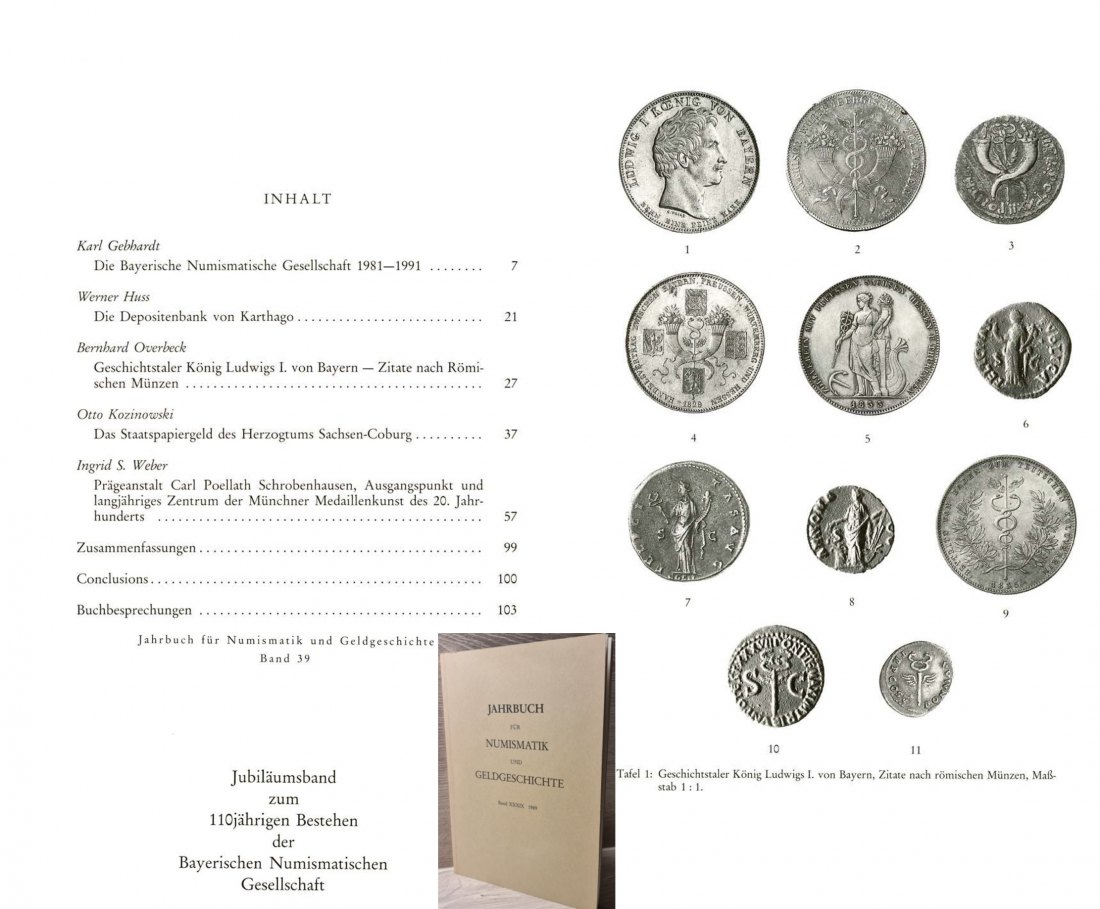  Jahrbuch für Numismatik und Geldgeschichte Band 39 1989 Geschichtstaler König Ludwigs I. von Bayern   