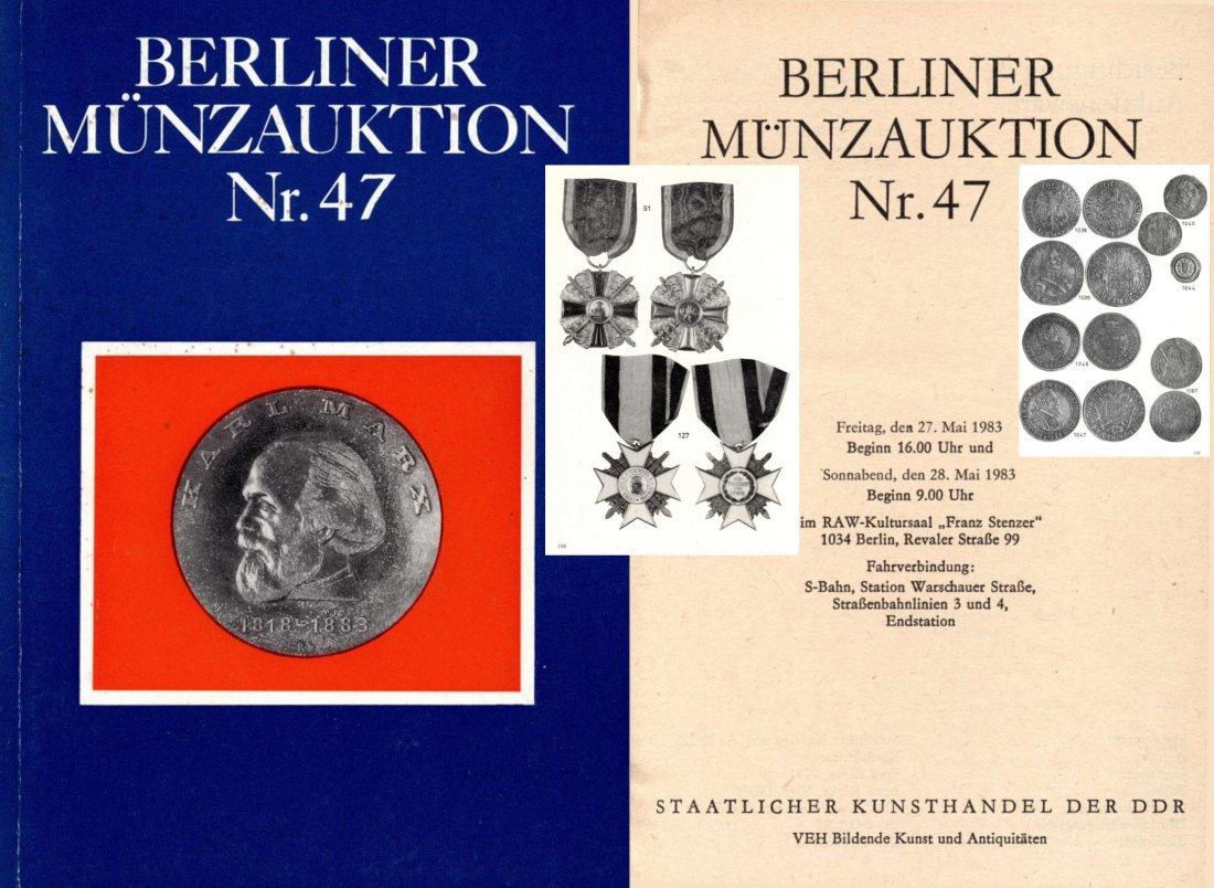  Staatlicher Kunsthandel der DDR / Reihe BERLINER Münzauktion Auktion 47 (1983) Münzen & Medaillen   