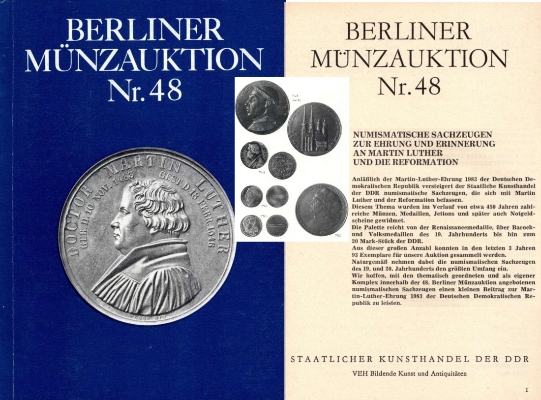  Staatlicher Kunsthandel der DDR / Reihe BERLINER Münzauktion Auktion 48 (1983) LUTHER / REFORMATION   