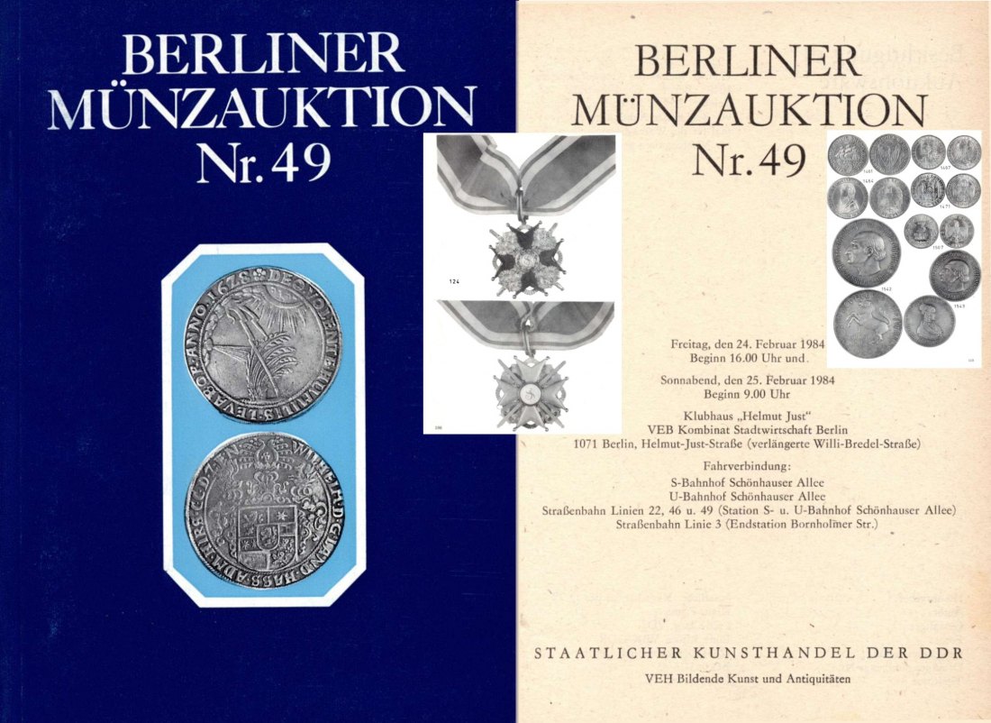  Staatlicher Kunsthandel der DDR / Reihe BERLINER Münzauktion Auktion 49 (1984) Münzen & Medaillen   