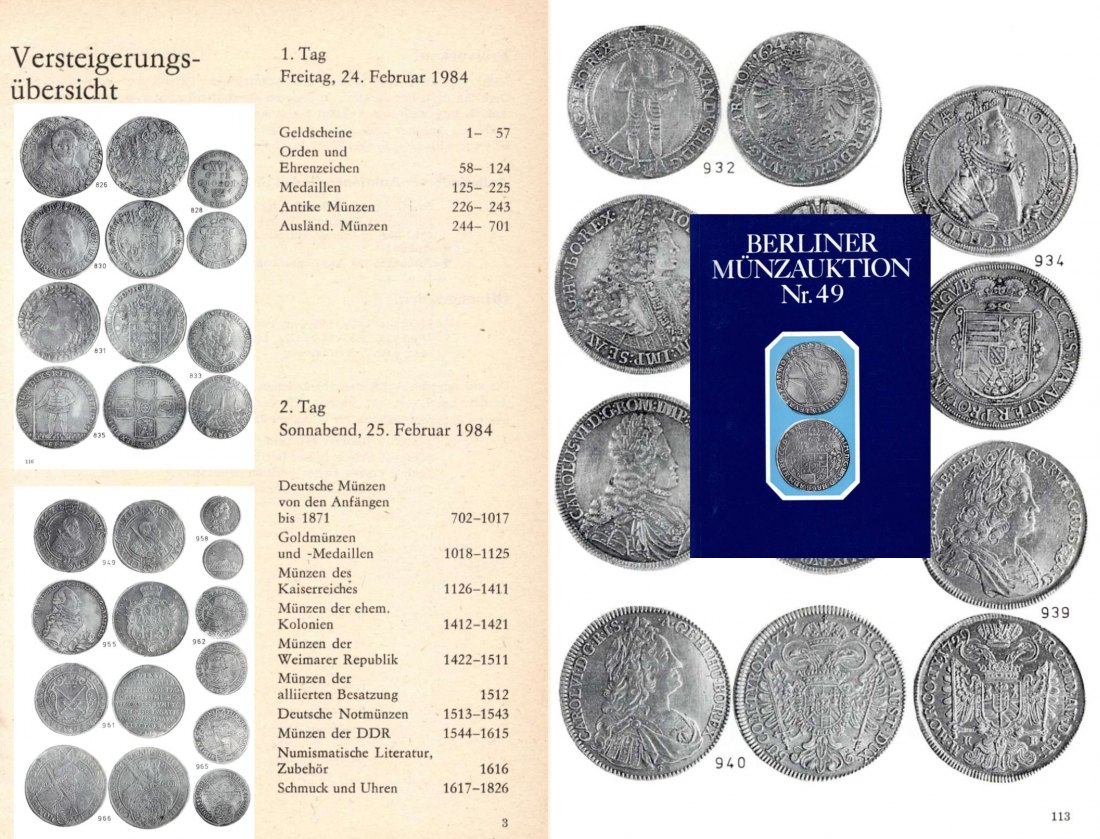  Staatlicher Kunsthandel der DDR / Reihe BERLINER Münzauktion Auktion 49 (1984) Münzen & Medaillen   