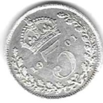 Großbritannien Threepence 1901, Silber 1,41 gr. 0,925, sehr gut erhalten, siehe Scan unten   